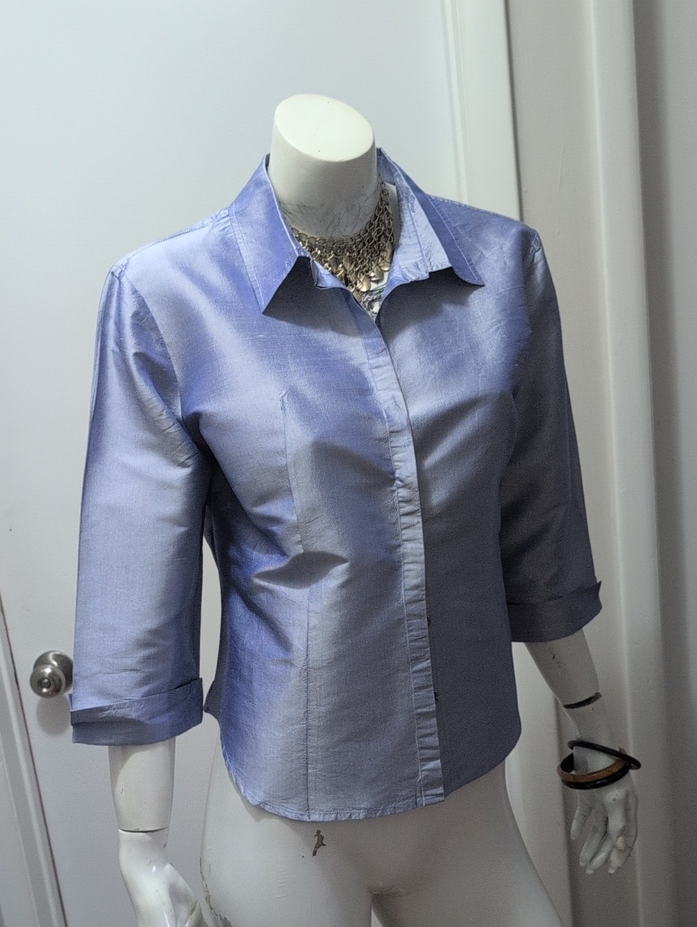 Women's Shimmery Lavender Button-Front Blouse